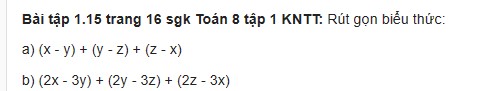giai toan lop 8 trang 15 16 sach kntt tap 1 phep cong va phep tru da thuc 11