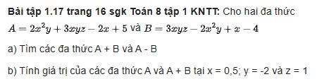 giai toan lop 8 trang 15 16 sach kntt tap 1 phep cong va phep tru da thuc 15