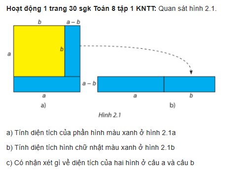 giai toan lop 8 trang 30 31 32 33 sach kntt tap 1 hieu hai binh phuong binh phuong cua mot tong hay mot hieu 3