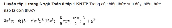 giai toan lop 8 trang 6 7 8 9 10 sach kntt tap 1 don thuc 5