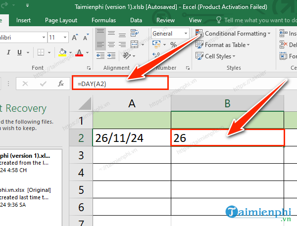 ham ngay thang trong Excel