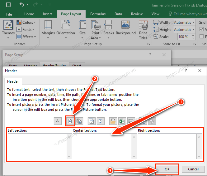 danh so trang trong excel