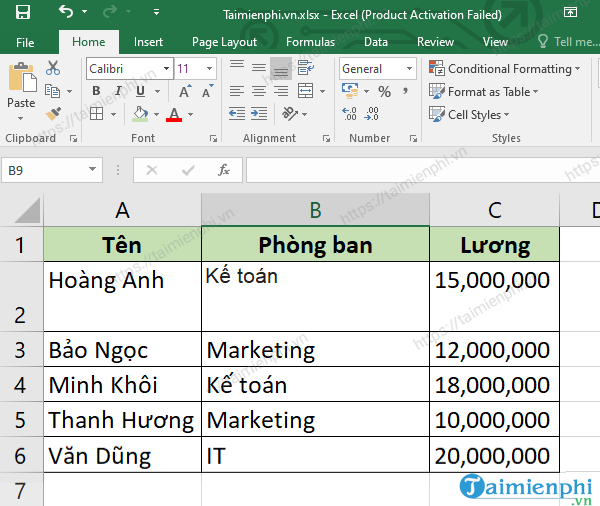 sap xep du lieu trong excel