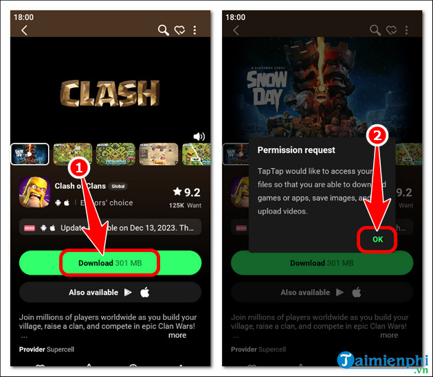 cach tai clash of clans 2024 tren android