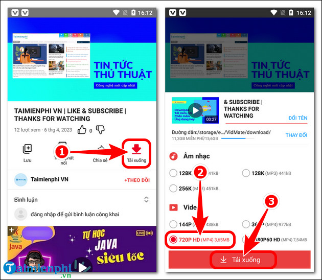 tai va cai vidmate apk cho android