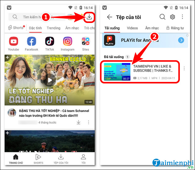 link tai va cai dat vidmate apk cho dien thoai