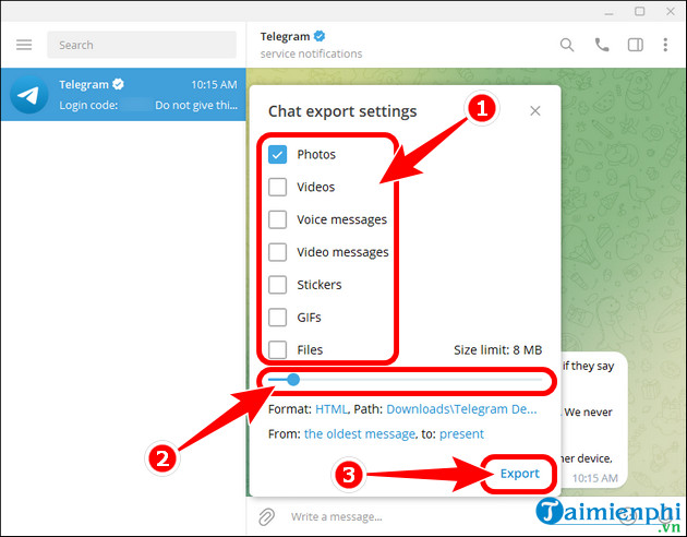 huong dan sao luu tin nhan telegram tren iphone