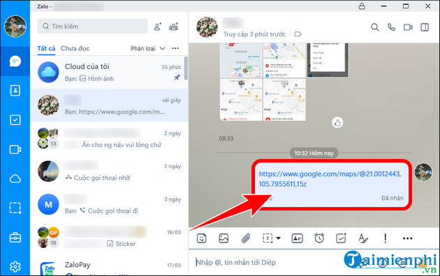 cach gui dinh vi zalo tren dien thoai may tinh