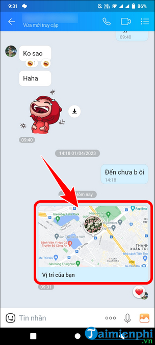 cach gui dinh vi qua zalo tren dien thoai android