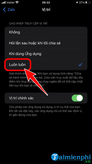 Huong dan gui dinh vi zalo tren iphone