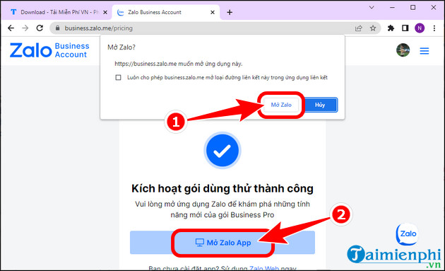 zalo business phi bao nhieu