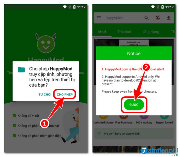 cach tai va su dung happymod choi game tren Android