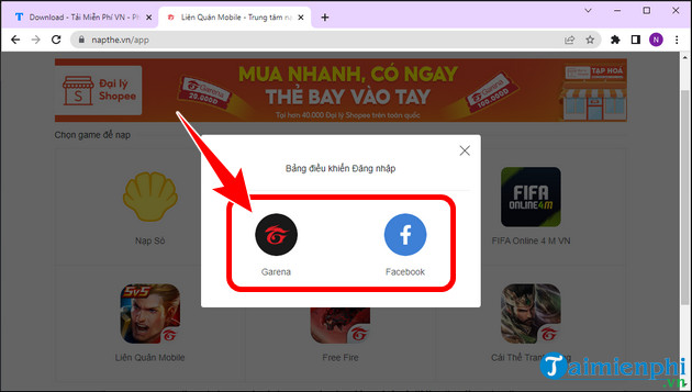 cach nap quan huy lien quan mobile nhan chiet khau cao