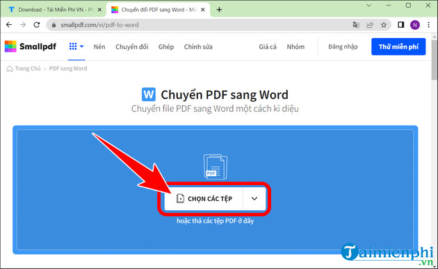 cach chuyen file pdf sang word bang smallpdf
