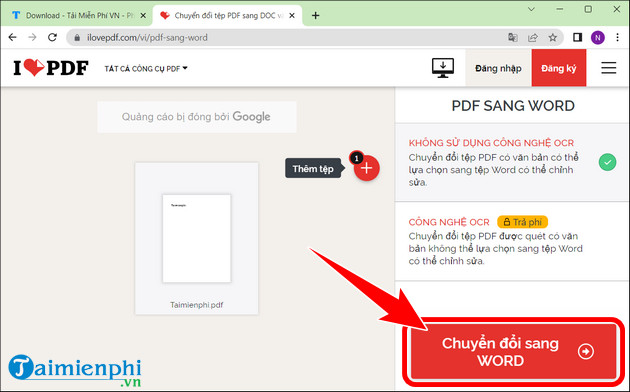 cach chuyen file pdf sang word bang ilovepdf