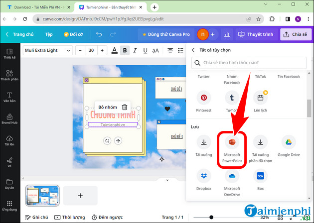 huong dan chuyen doi file canva sang powerpoint cuc nhanh