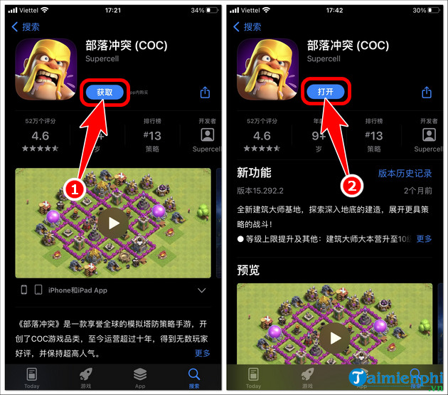 cach cai clash of clans china tren iOS