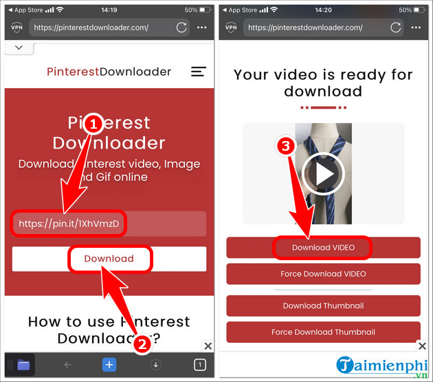 meo tai video tren pinterest ve iPhone