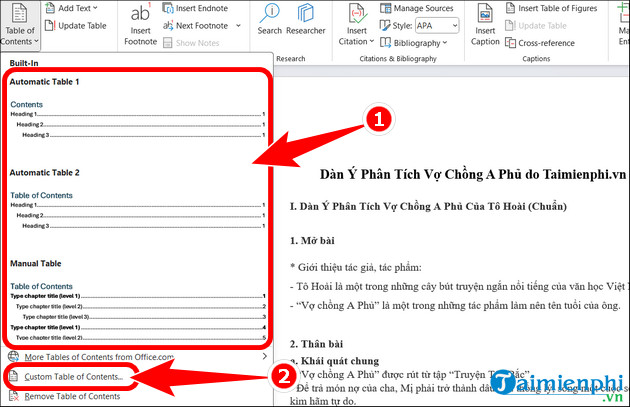 tao muc luc trong word 365 them chuyen nghiep