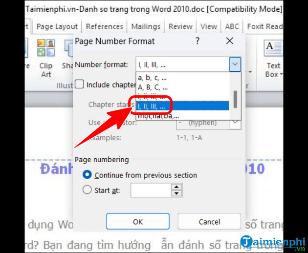 cach danh so trang tu dong trong microsoft word 2010