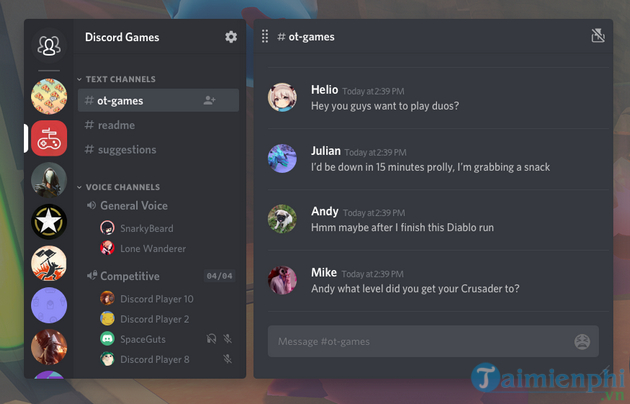 phan mem discord cho game thu