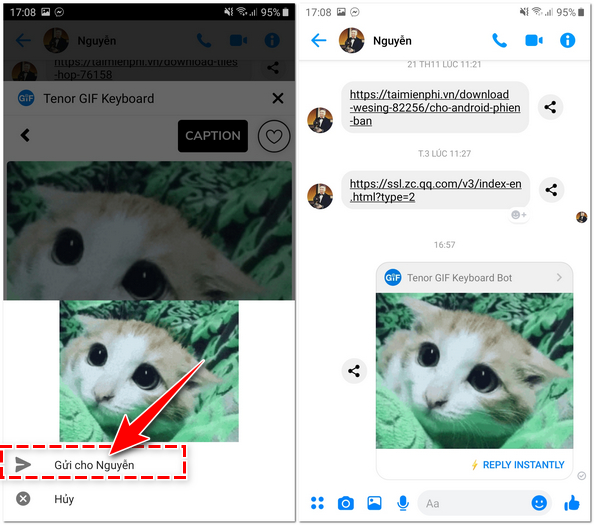 Cách gửi ảnh động GIF trên Facebook Messenger