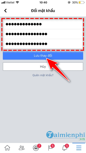 Đổi mật khẩu Facebook trên iPhone, thay pass Facebook trên điện thoại iPhone, iPad