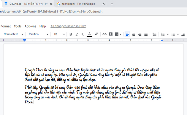 Cách thêm font vào Google Docs
