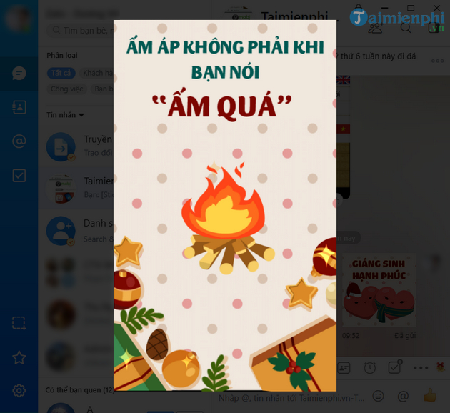 Cách gửi Sticker Giáng Sinh trên Zalo PC