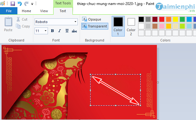 Cách tạo thiệp chúc mừng năm mới 2020 xuân Canh Tý bằng Paint