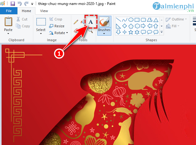 Cách tạo thiệp chúc mừng năm mới 2020 xuân Canh Tý bằng Paint