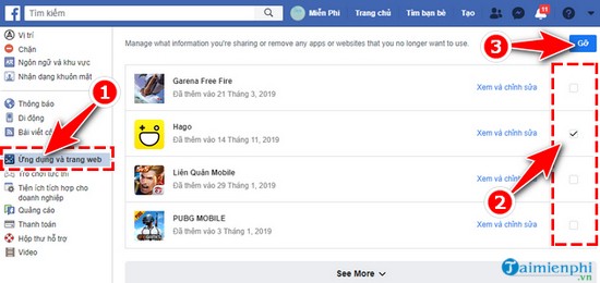 Facebook - Gỡ, loại bỏ ứng dụng trên Facebook
