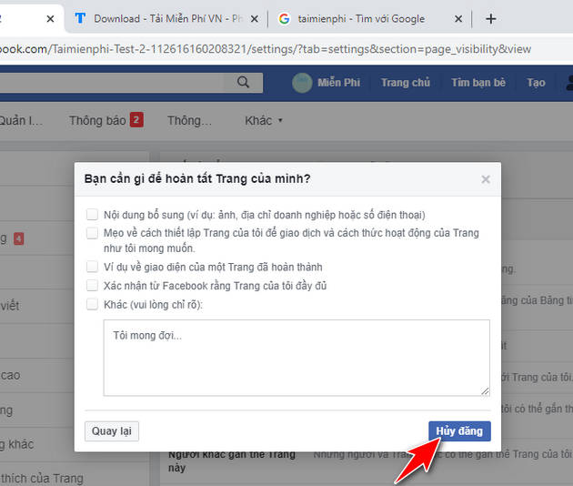 Cách ẩn Fanpage Facebook tạm thời