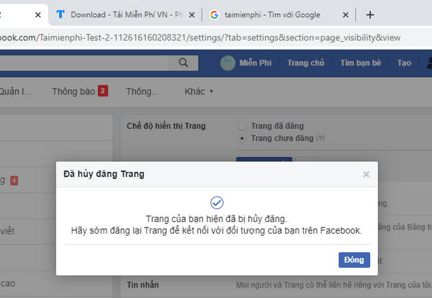 Cách ẩn Fanpage Facebook tạm thời