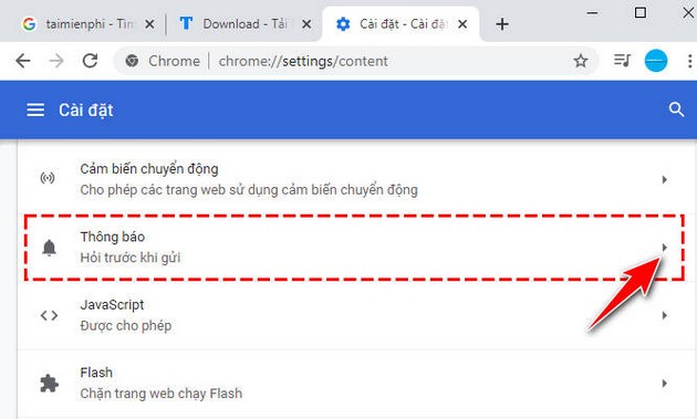 Cách tắt thông báo trên Chrome, xóa thông báo từ website