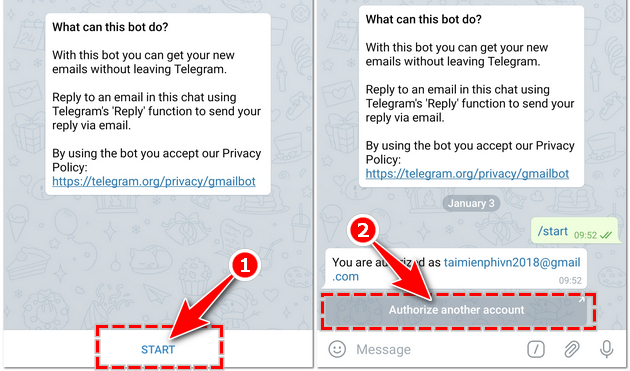Cách sử dụng Gmail trên Telegram từ máy tính, điện thoại