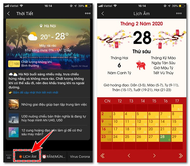 Cách xem lịch âm trên Zalo bằng iPhone, Android