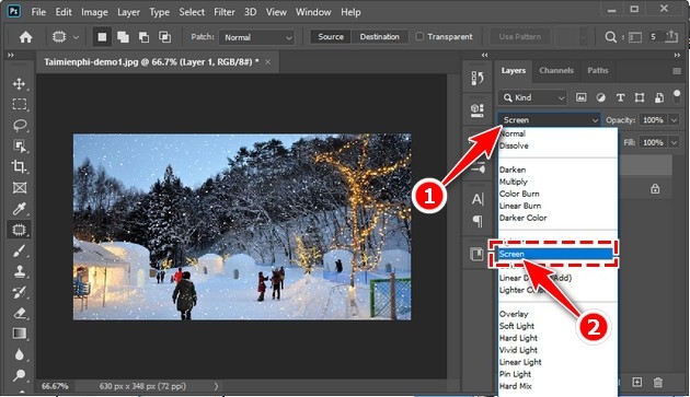 Cách tạo tuyết rơi trong Photoshop CC 2020