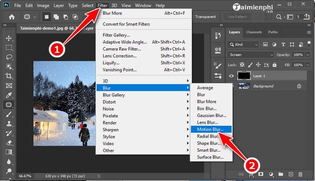 Cách tạo tuyết rơi trong Photoshop CC 2020