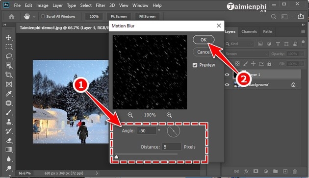 Cách tạo tuyết rơi trong Photoshop CC 2020