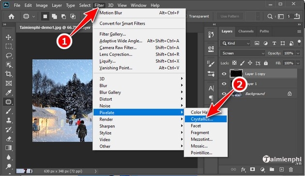 Cách tạo tuyết rơi trong Photoshop CC 2020