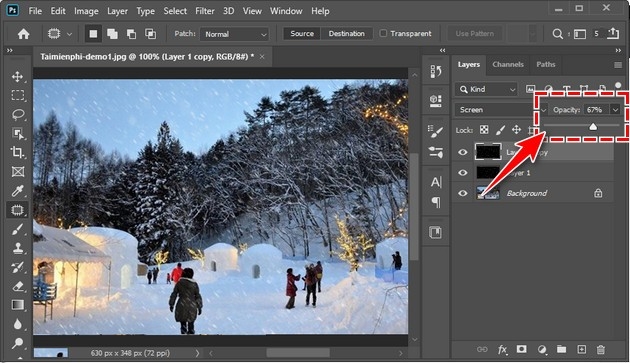 Cách tạo tuyết rơi trong Photoshop CC 2020