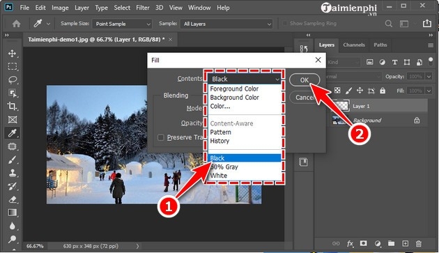 Cách tạo tuyết rơi trong Photoshop CC 2020