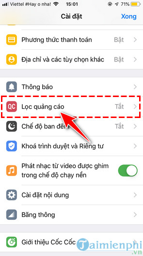 Cách chặn quảng cáo trên ứng dụng Cốc Cốc bản Android, iOS