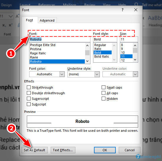 Word - Đặt Font chữ mặc định cho file Word