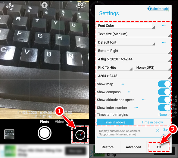 How to use timestamp camera app?