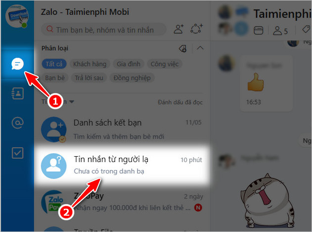 Cách xem tin nhắn của người lạ trên Zalo PC, Mobile