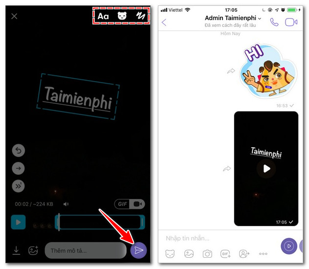 cach cat video tren ung dung viber