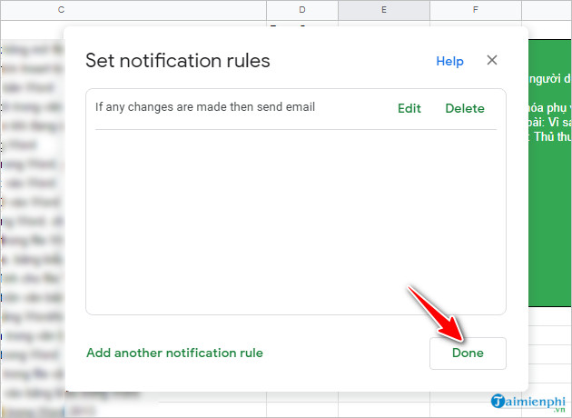 cach bat thong bao thay doi tren google sheet excel online