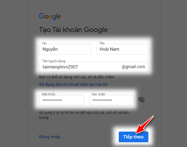 cach lap gmail moi bang tieng viet